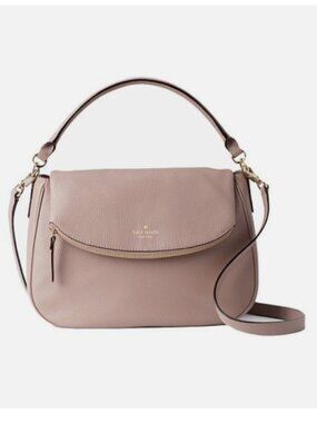 Kate Spade Boerum Place Devin Pebbled Leather Satchel Shoulder Bag Porcini